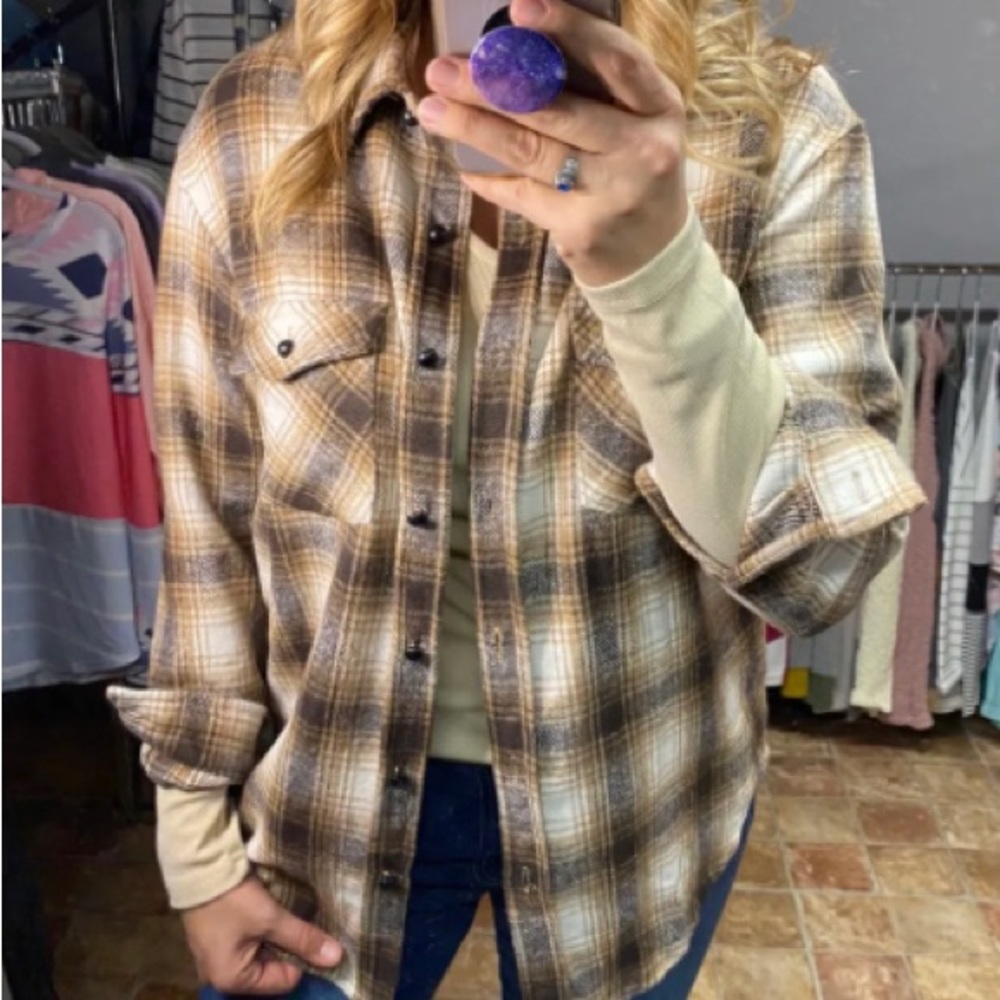 BOUTIQUE Plain Flannel Button Down Shirt NEW!
